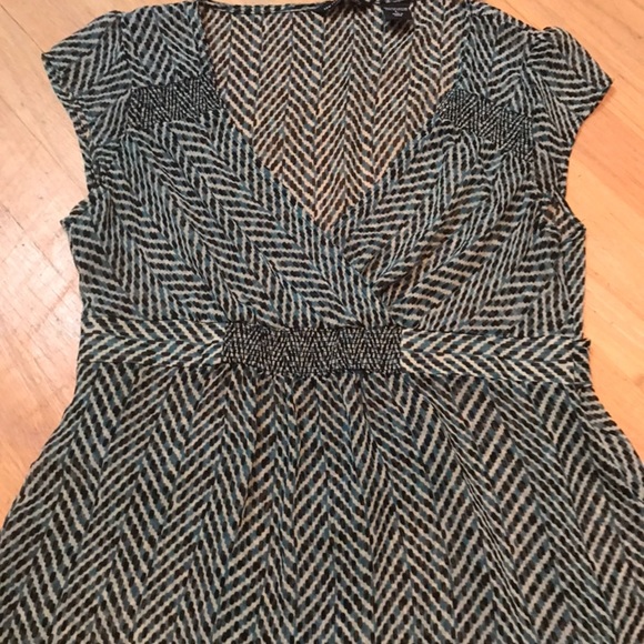 Ny and co sheer teal white black short sleeve top - Picture 2 of 5